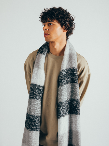 Check Blanket Scarf in Black and White