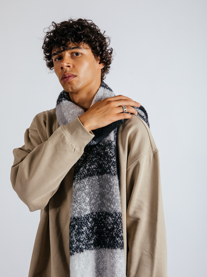 Check Blanket Scarf in Black and White