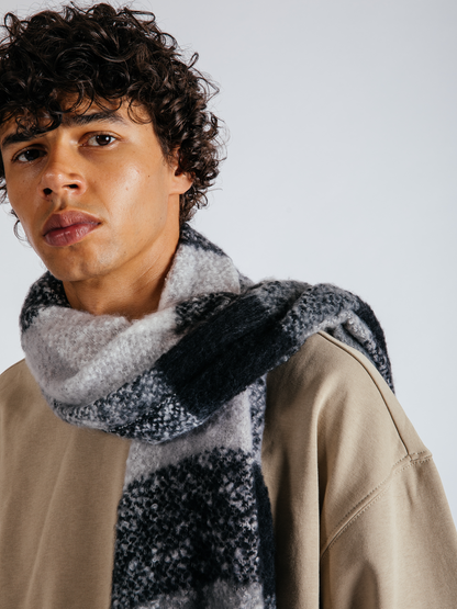 Check Blanket Scarf in Black and White
