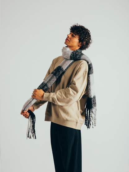 Check Blanket Scarf in Black and White