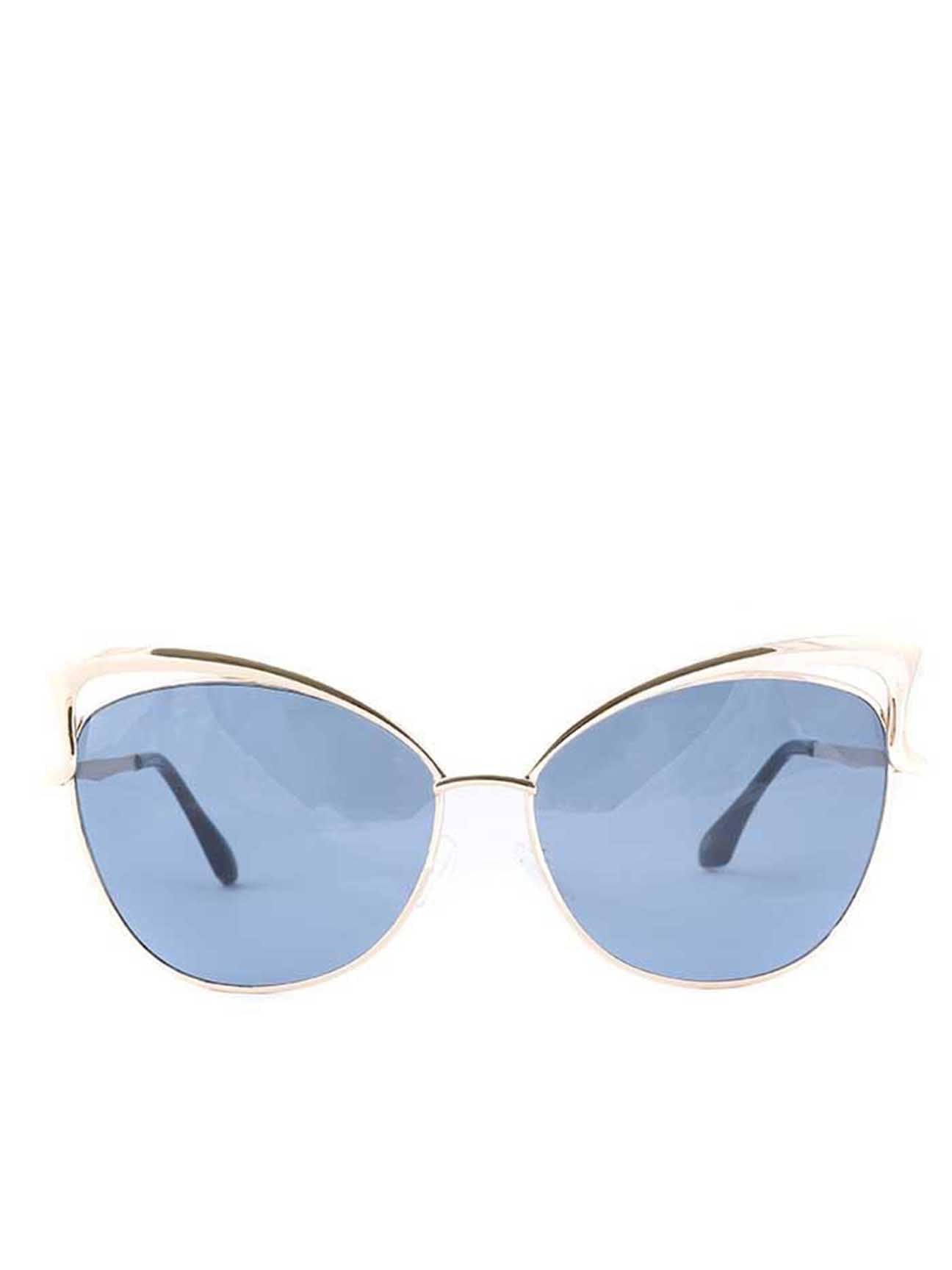 Silver Cat Eye Style Frame Round Sunglasses