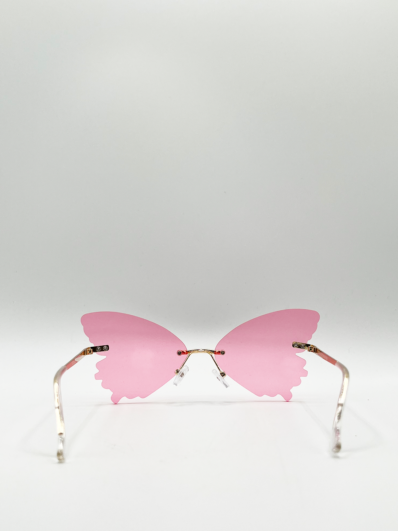 Frameless Pink Butterfly Sunglasses with Metal Arms
