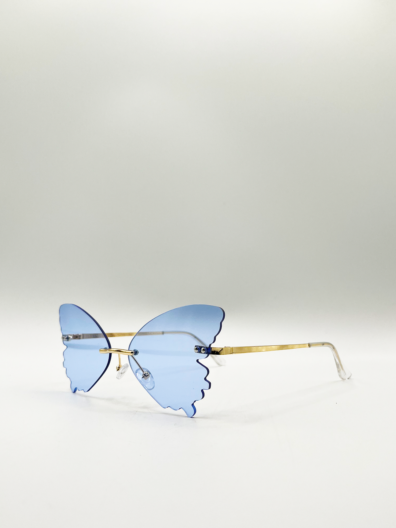 Frameless Blue Butterfly Sugnlasses with Metal Arms