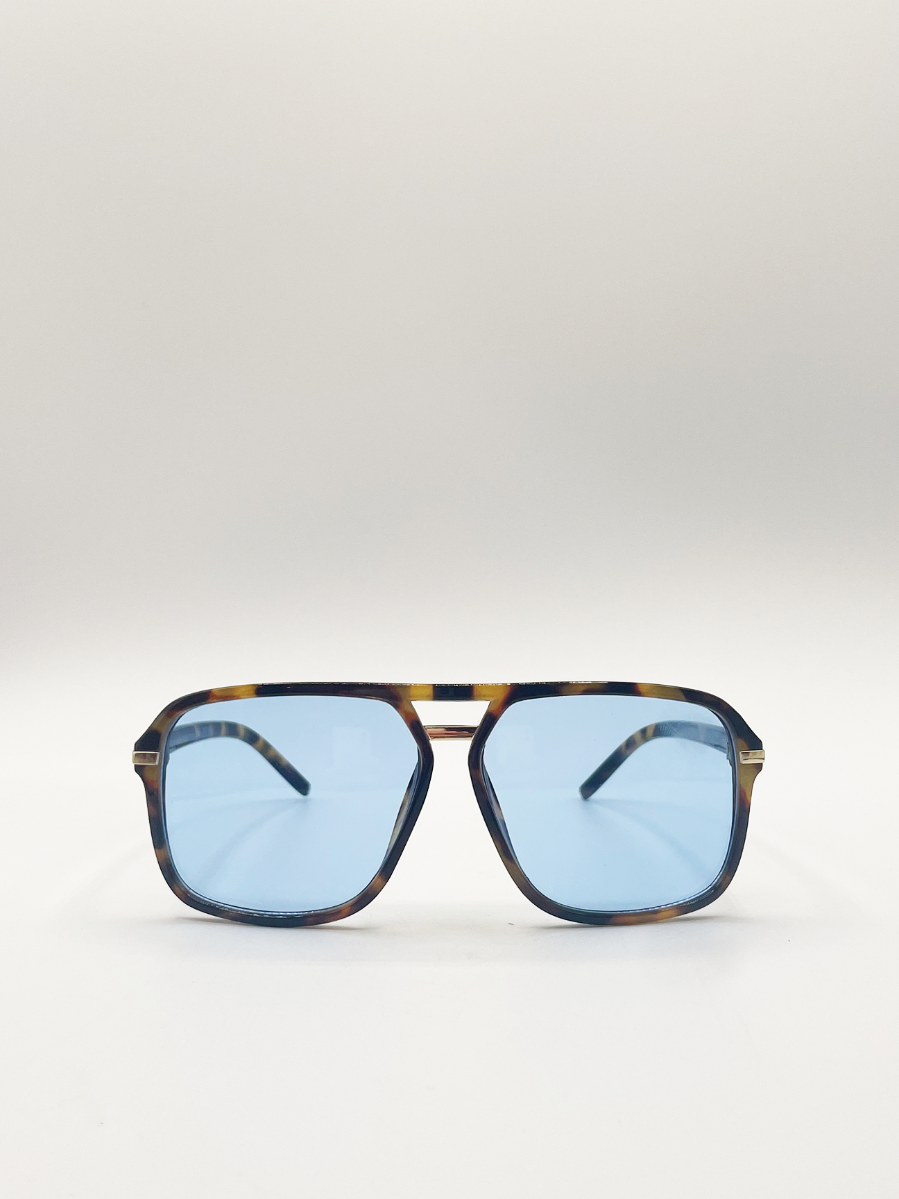Tortoiseshell Navigator Sunglasses with Blue Lenses