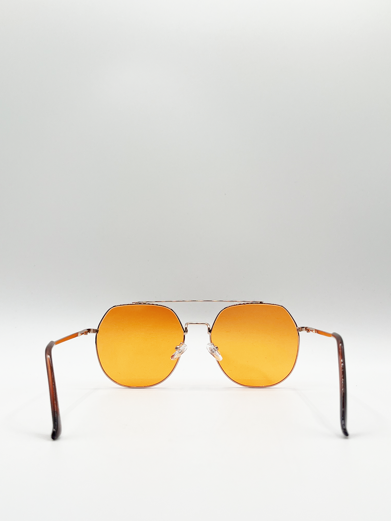 Oversized Aviator Style Sunglasses with Orange Lenses