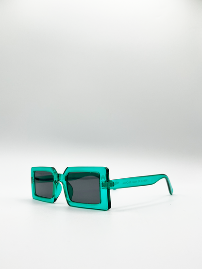 Light Mint Oversized Rectangle Sunglasses with Black Lenses