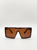Tortoiseshell Shape_Oversized Flat Top Square Frame Sunglasses