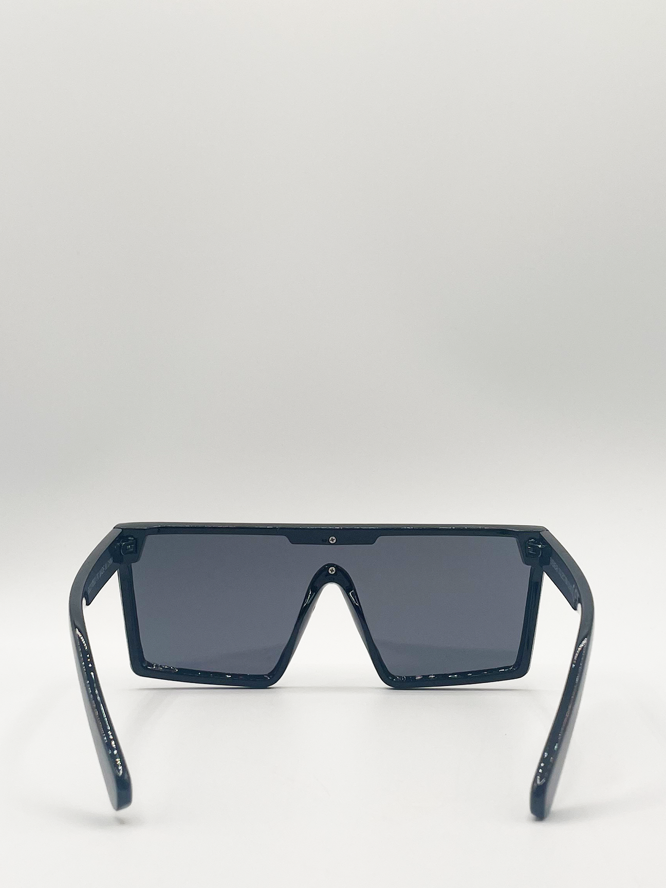 Black Oversized Flat Top Square Frame Sunglasses