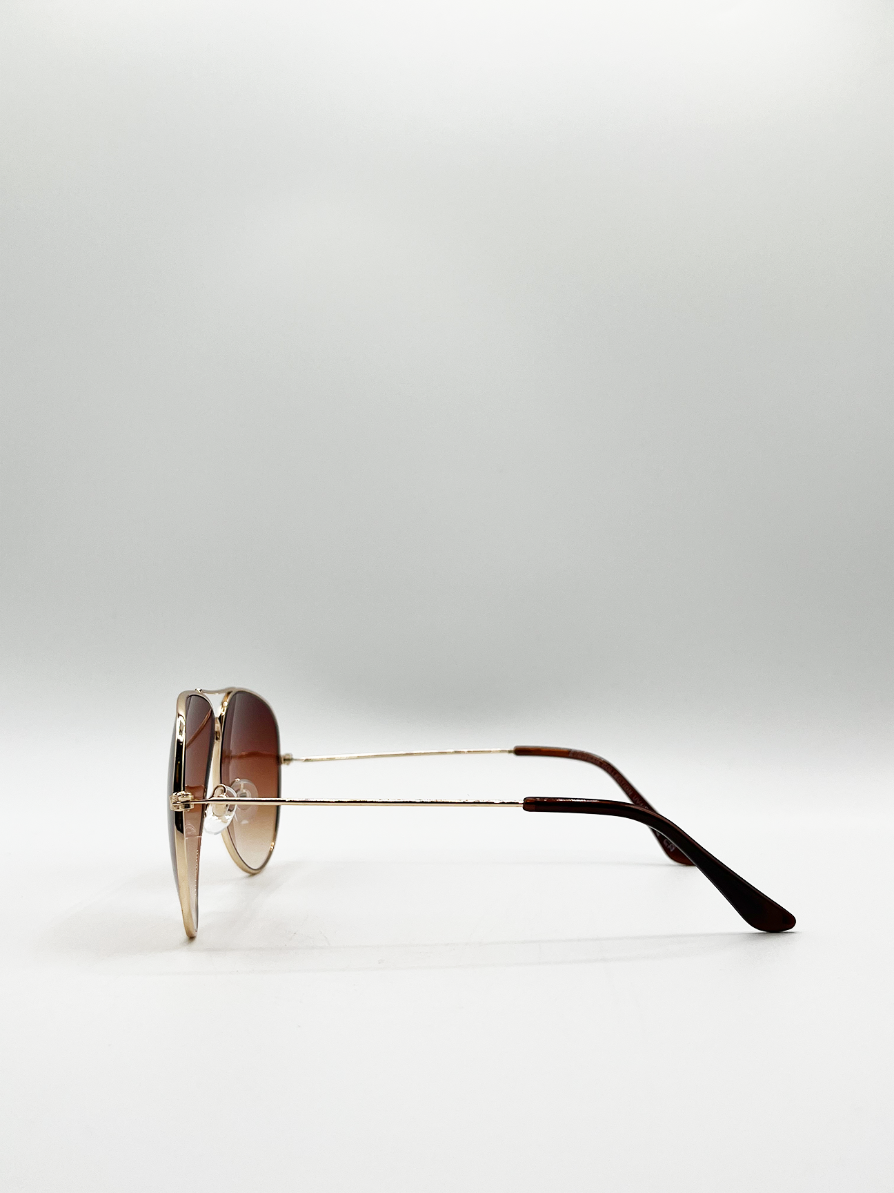 Gold Aviator Sunglasses with Brown Lenses