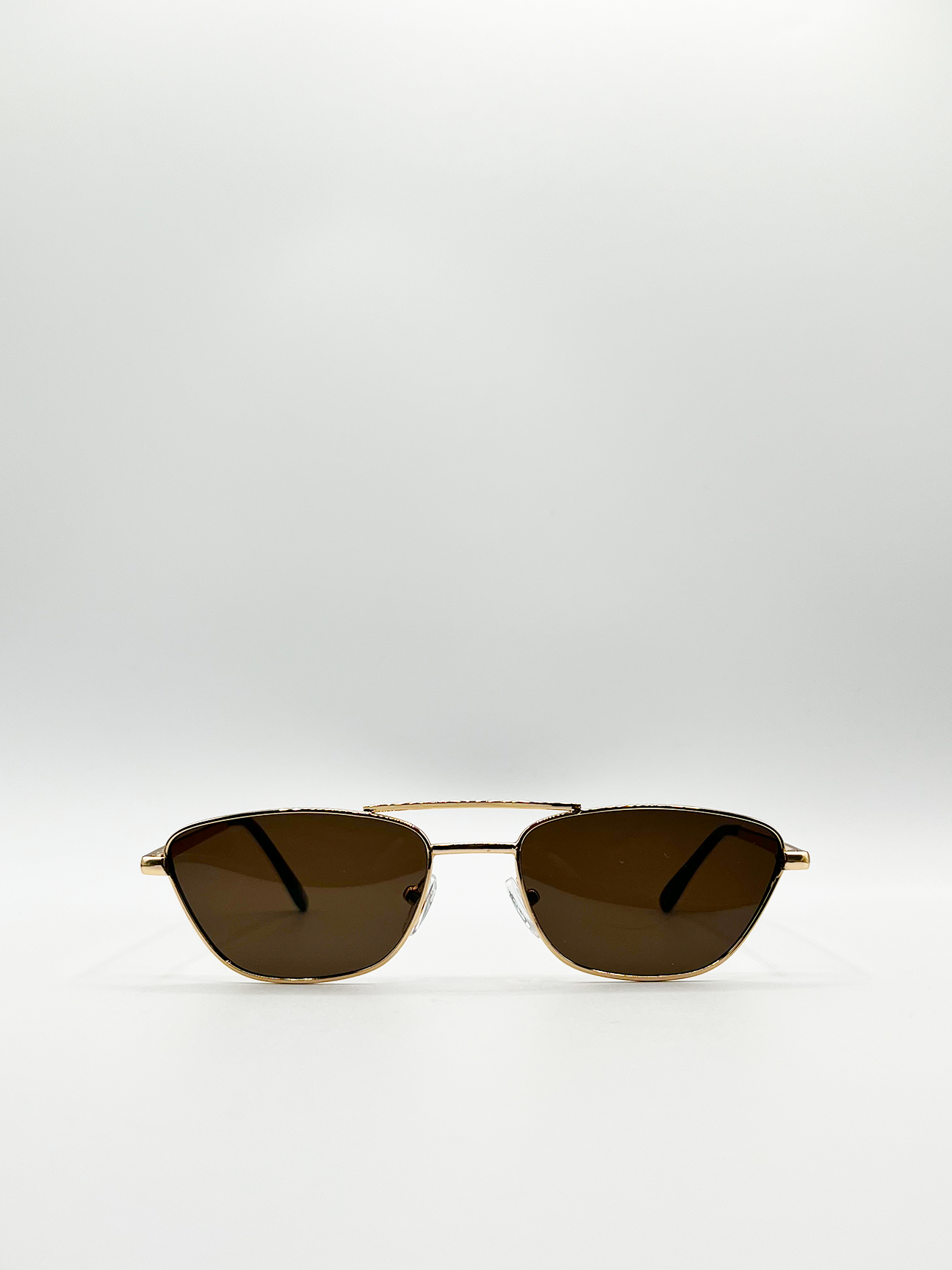 Aviator Style Sunglasses with Brown Lenses