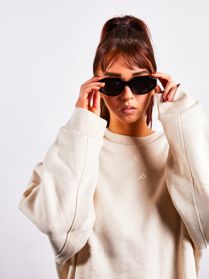 Black Angular Cat Eye Sunglasses with Black Lenses