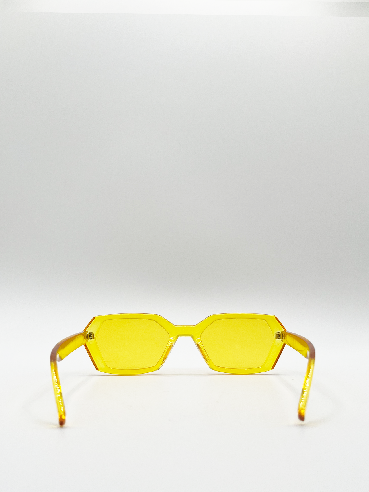 Yellow Clear Frame Hexagon Sunglasses with Yellow Lenses