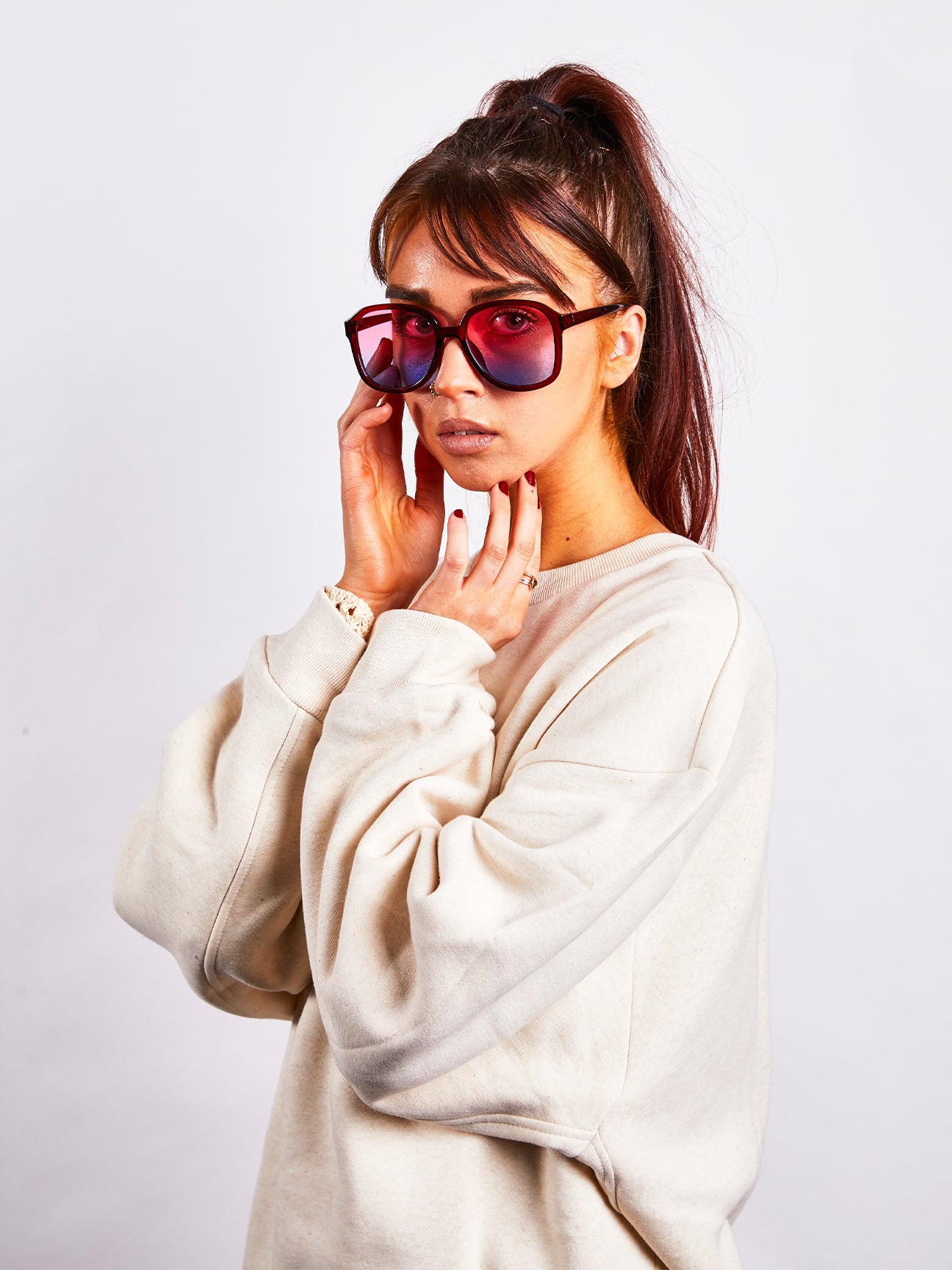 Vintage Style  Oversized Sunglasses with Ombre Lenses in Multi