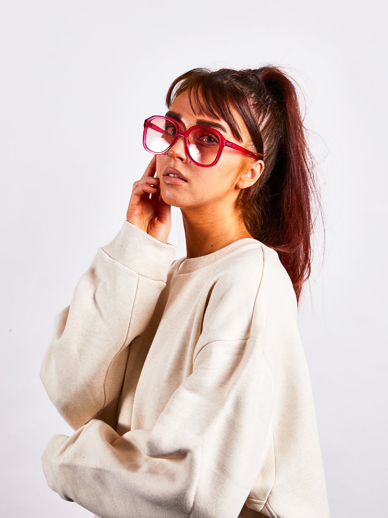 Vintage Style Oversized Sunglasses with Ombre Lenses in Pink