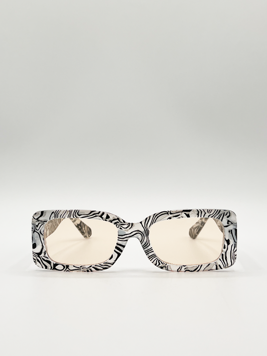 Zebra Print square frame sunglasses