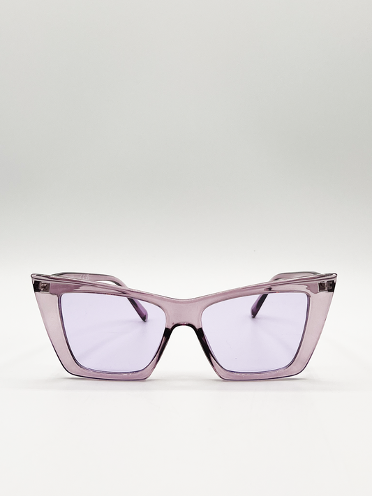 Oversized angular cateye sunglasses in Purple