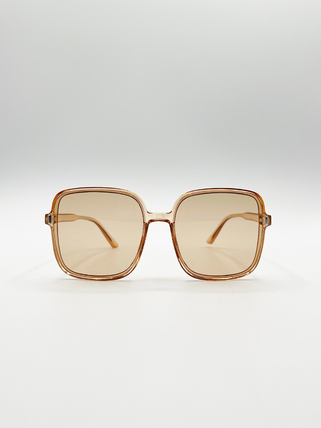 Oversized Lightweight Square Frame Sunglasses in Light Brown