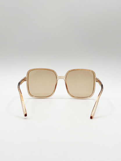 Oversized Lightweight Square Frame Sunglasses in Light Brown