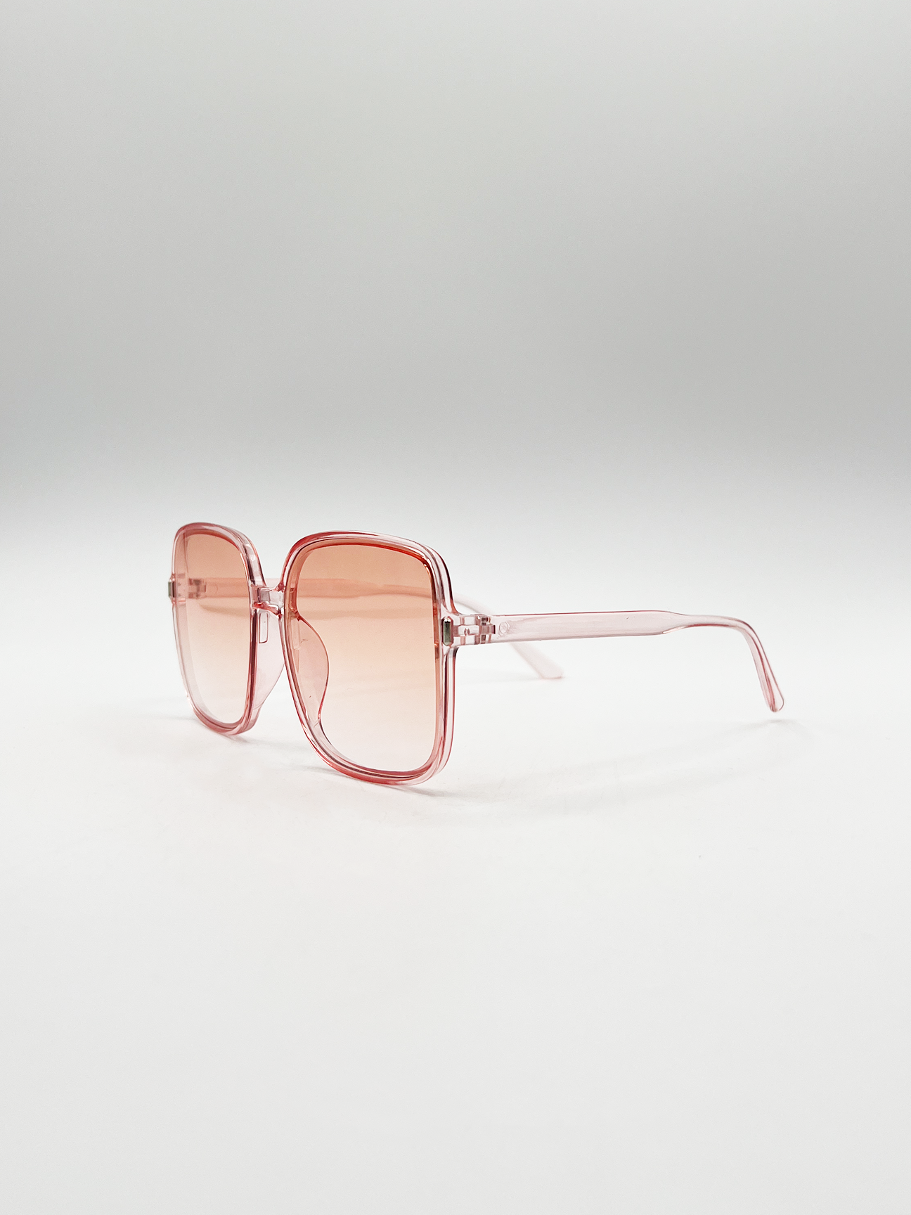 Oversized Lightweight Square Frame Sunglasses in Pale Pink