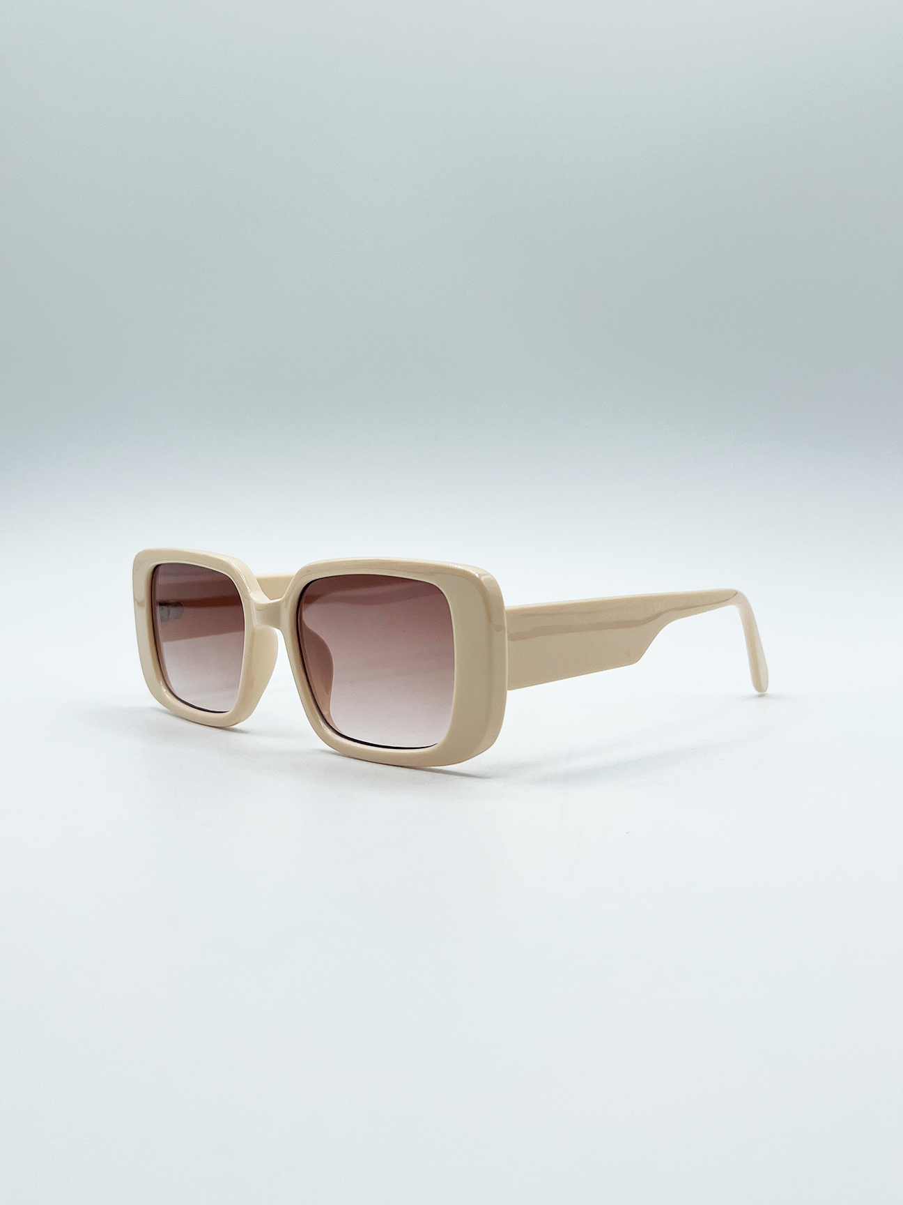 Oversized Rectangle Sunglasses in Beige