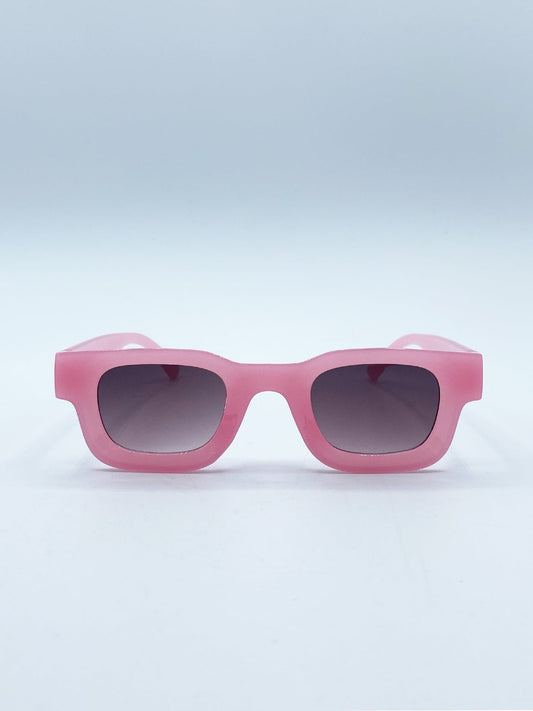 Chunky Square Frame Sunglasses in Pink