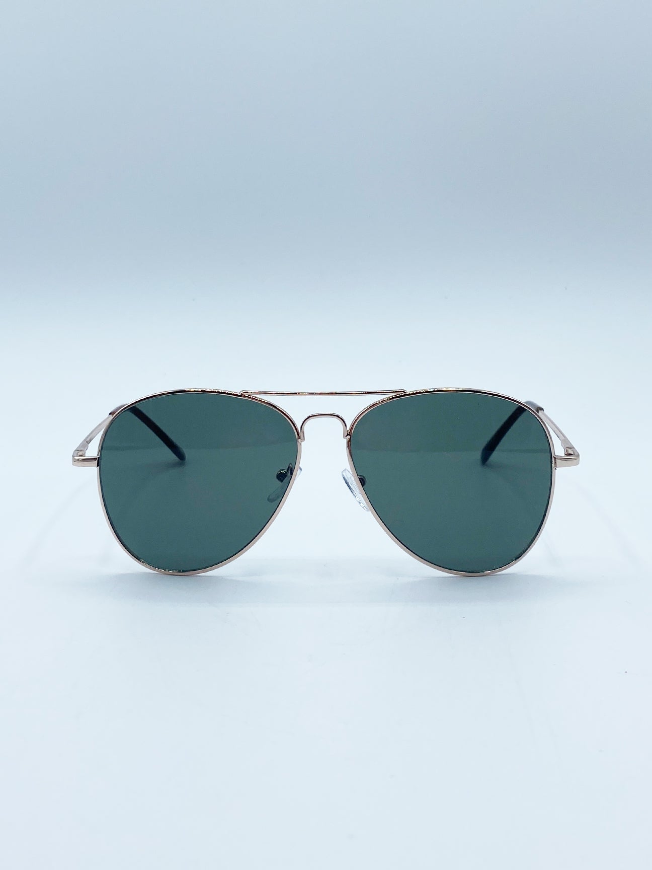 Gold Frame Aviators with Khaki Lenses