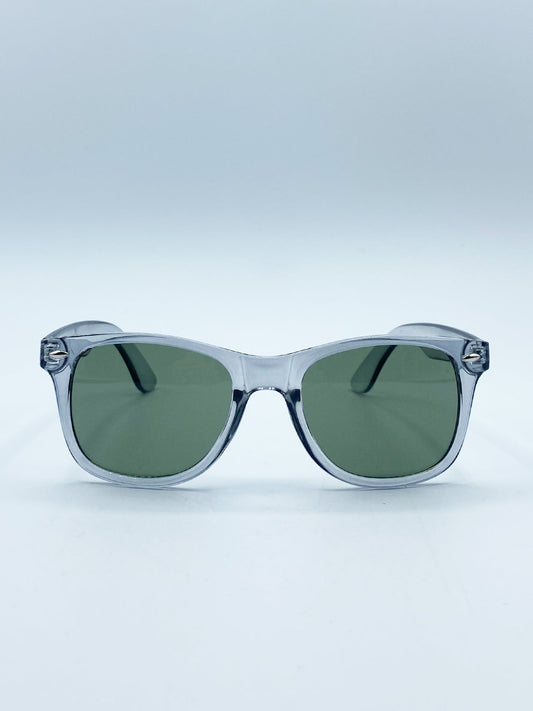 Translucent Grey Wayfarer with Khaki Lenses
