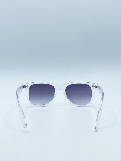 Clear Wayfarer Sunglasses with Graded Grey Lenses