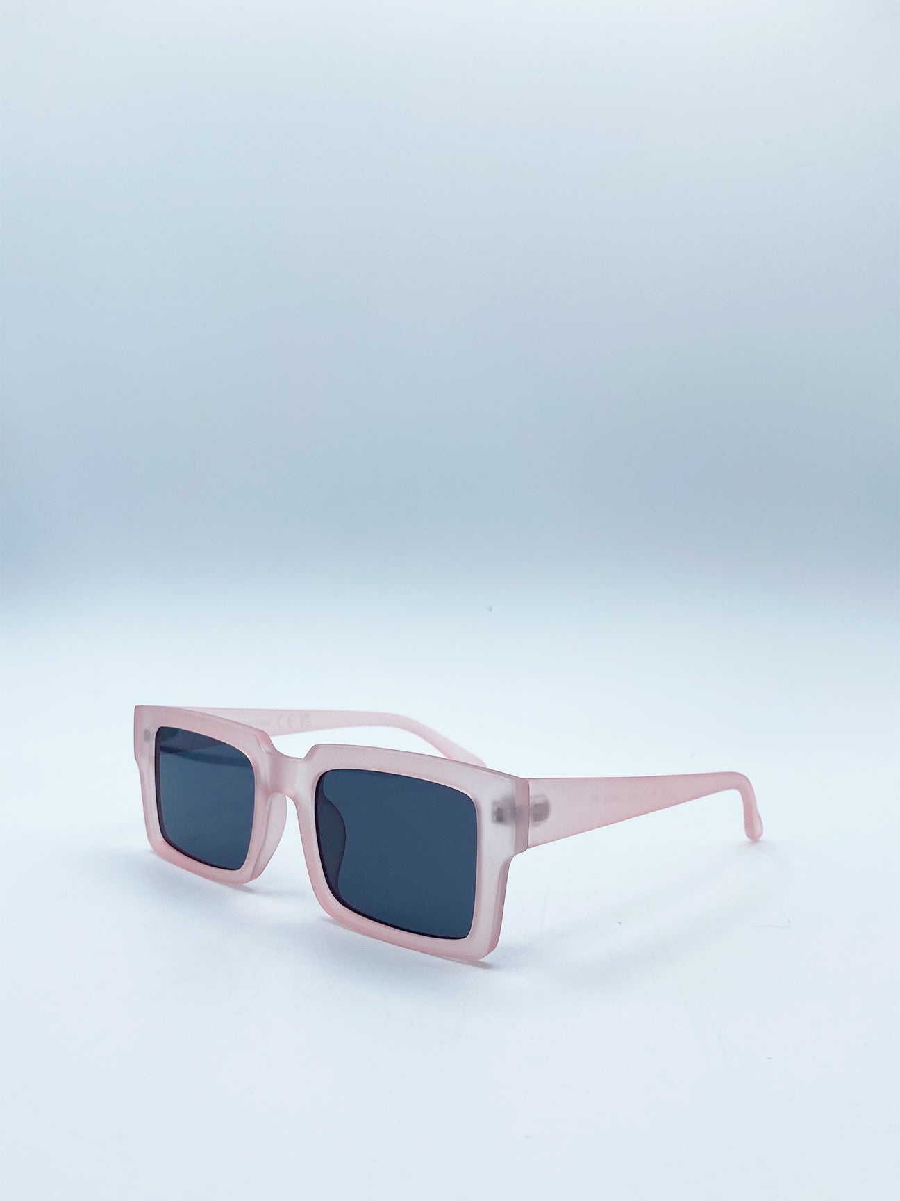 Square Frame Sunglasses in Matte Pink with Black Lenses