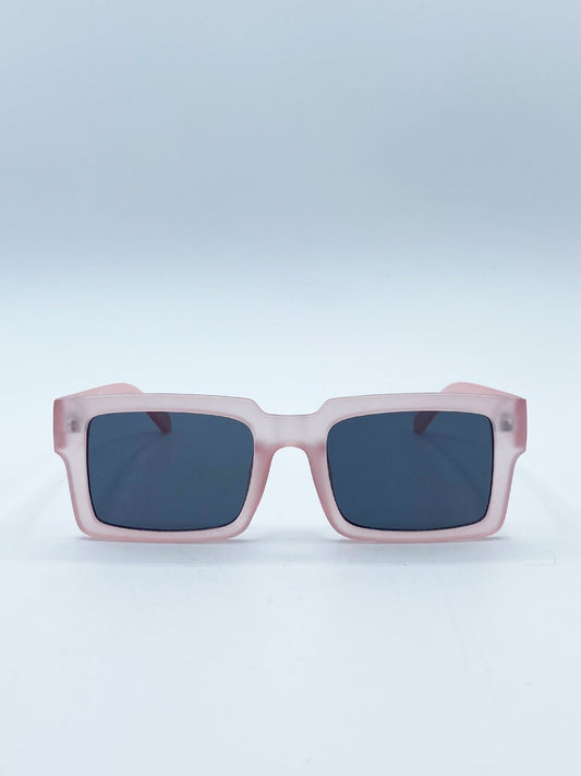 Square Frame Sunglasses in Matte Pink with Black Lenses