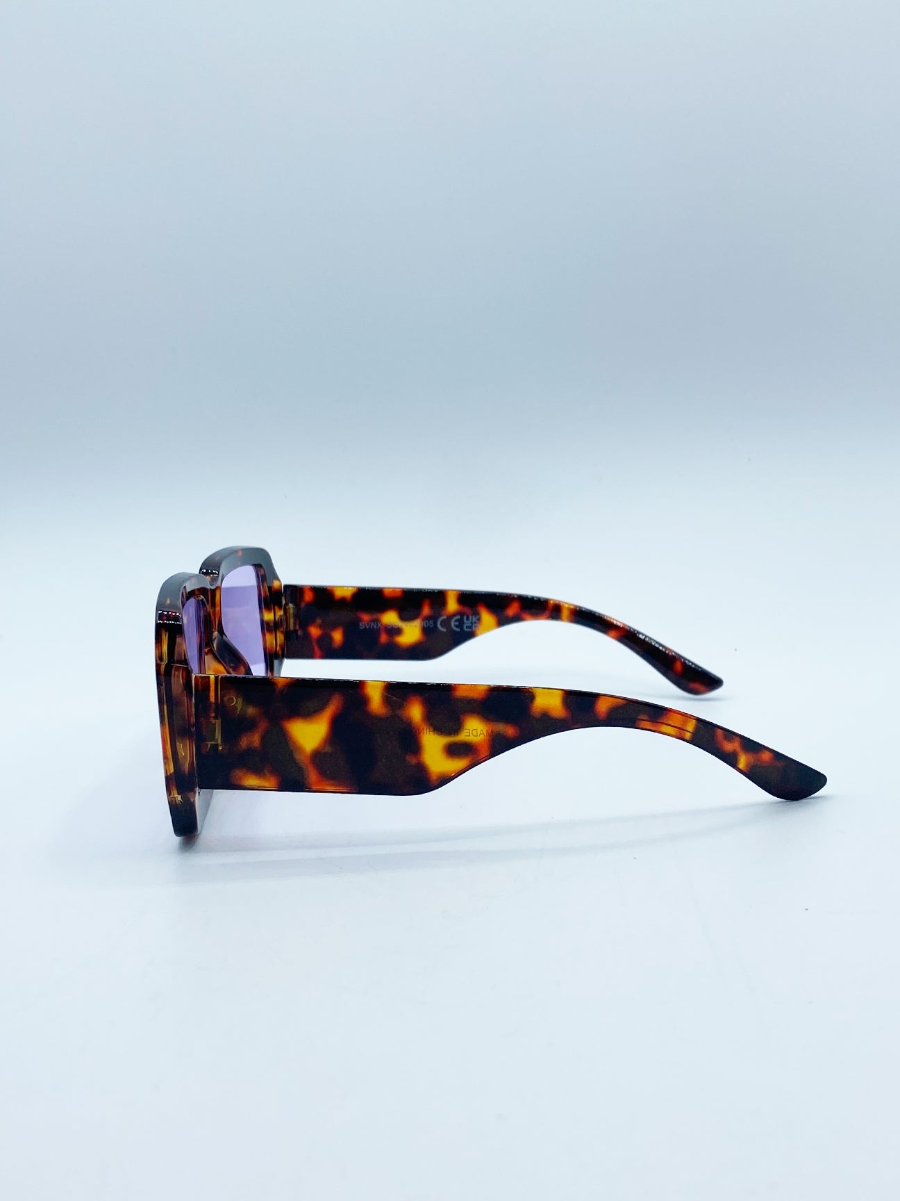 Oversized Square Frame in Brown Tortoiseshell with Purple Lenses