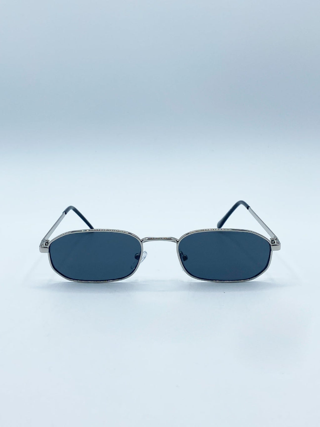 Oval Metal Frame Sunglasses In Silver Black