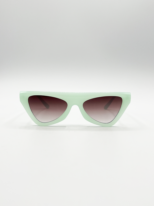 Flat Top Triangular Sunglasses in Mint