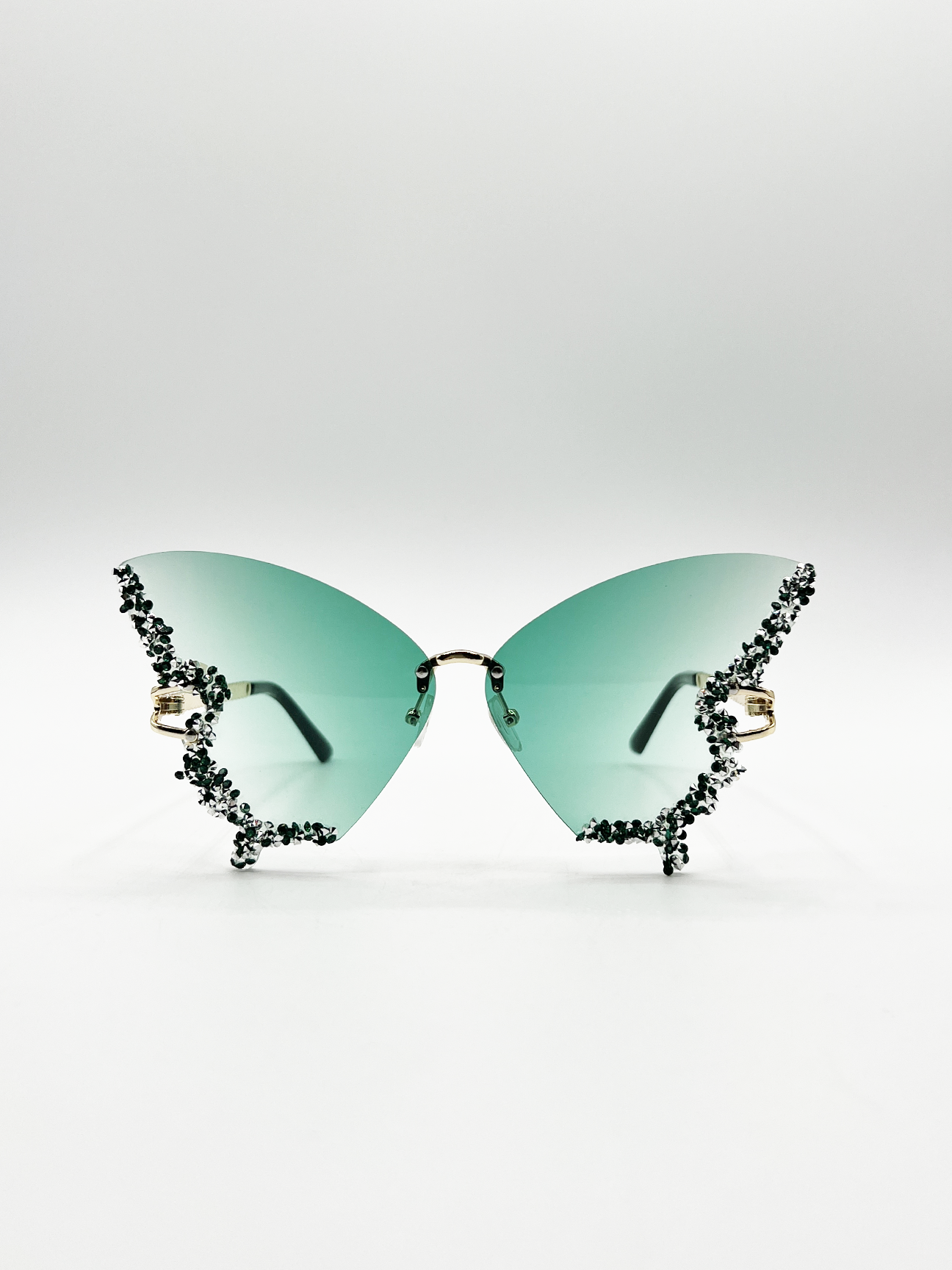 Butterfly Lens with Crystal Detail in Green