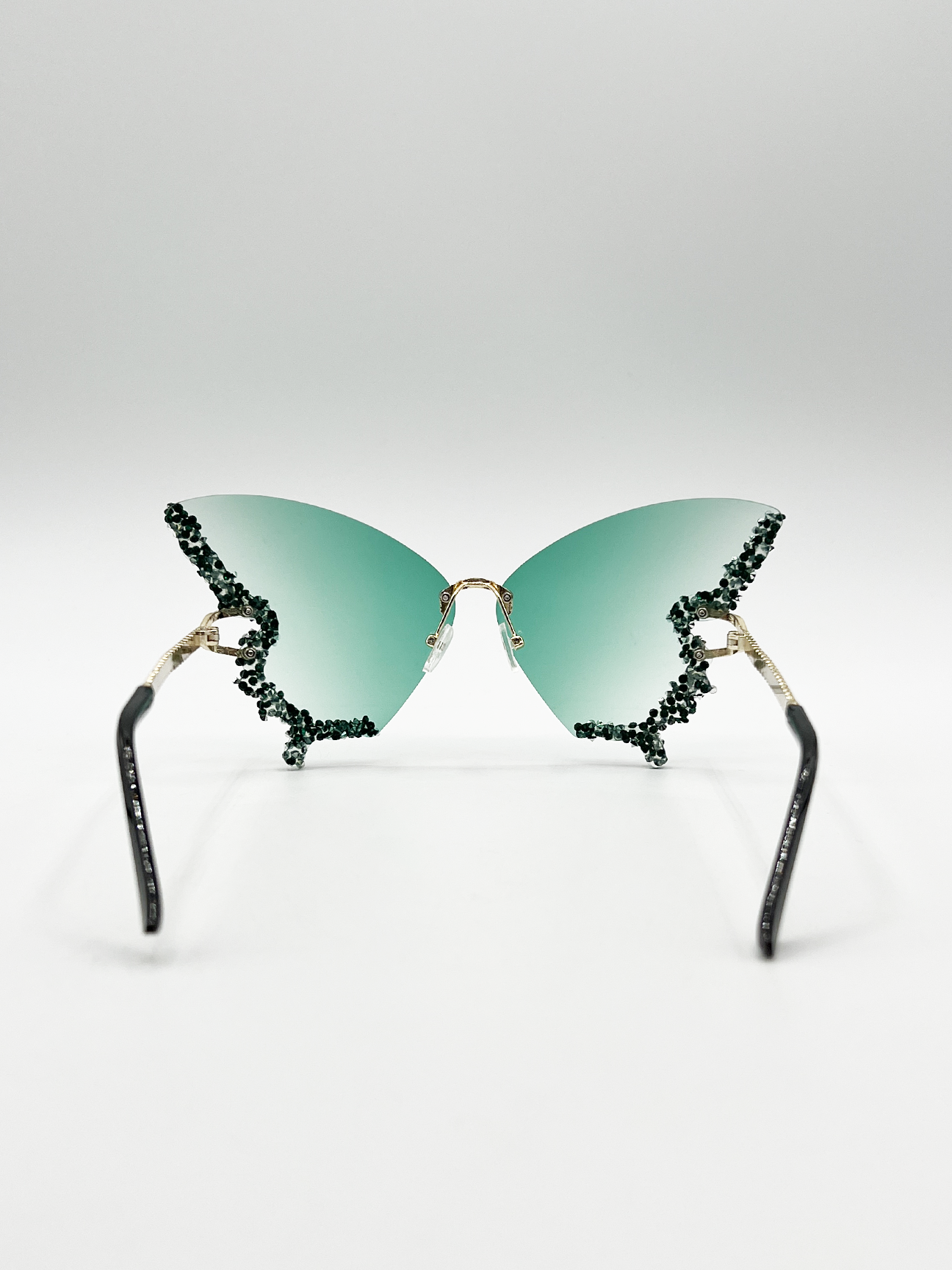 Butterfly Lens with Crystal Detail in Green