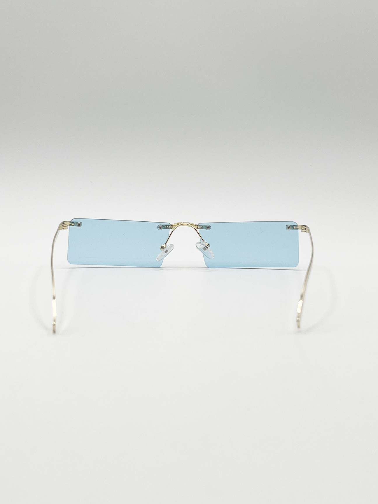 Frameless Rectangle Sunglasses in Pale Blue