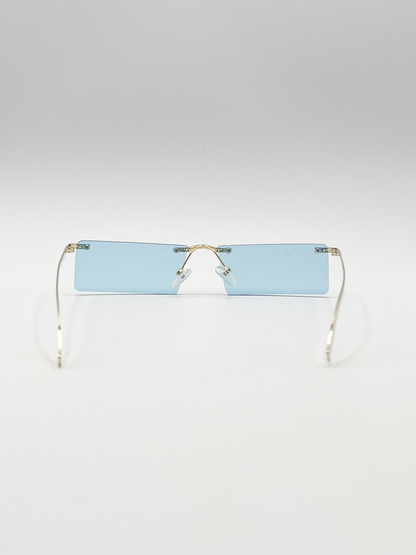 Frameless Rectangle Sunglasses in Pale Blue