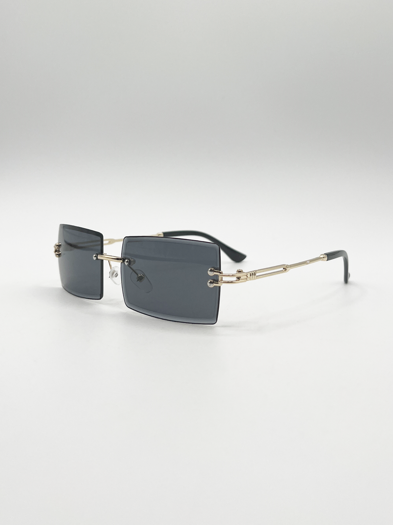 Frameless Square Sunglasses in Black