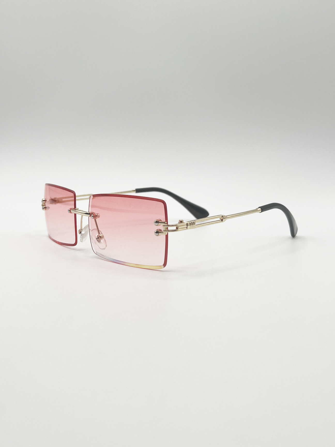 Frameless Square Sunglasses in Pink