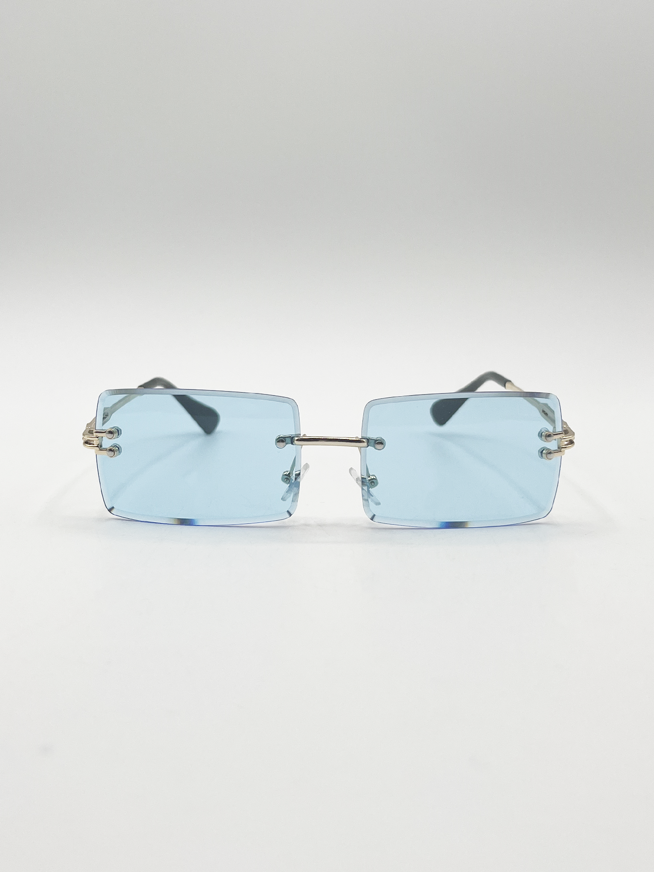 Frameless Square Sunglasses in Pale Blue