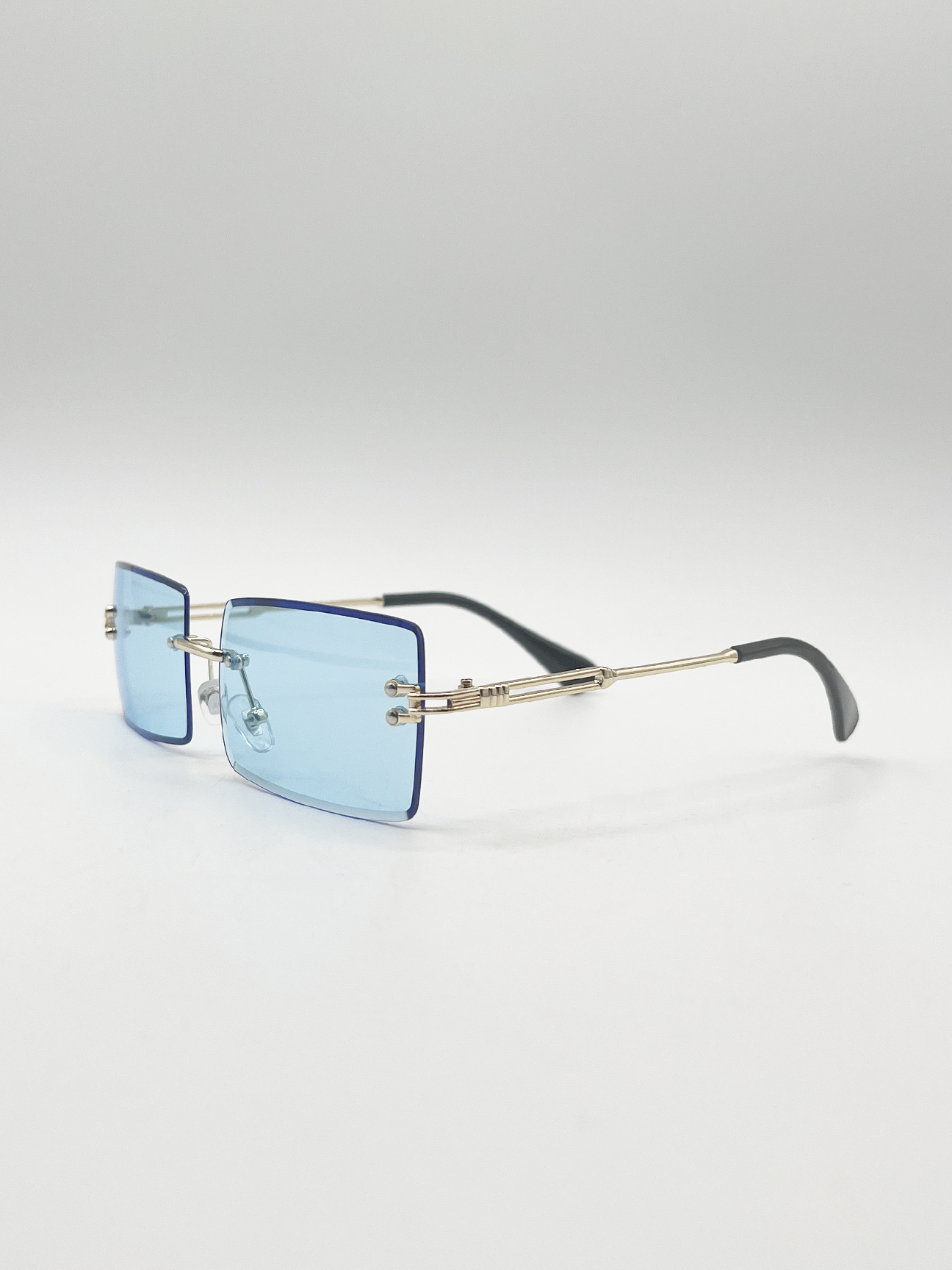 Frameless Square Sunglasses in Pale Blue