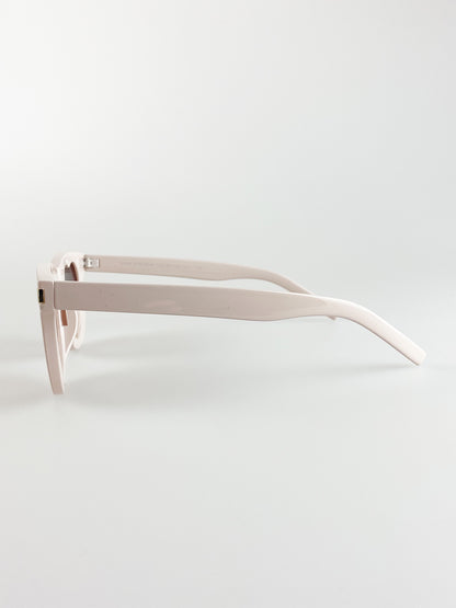 Cream Rectangle Sunglasses with Black Heart Lenses