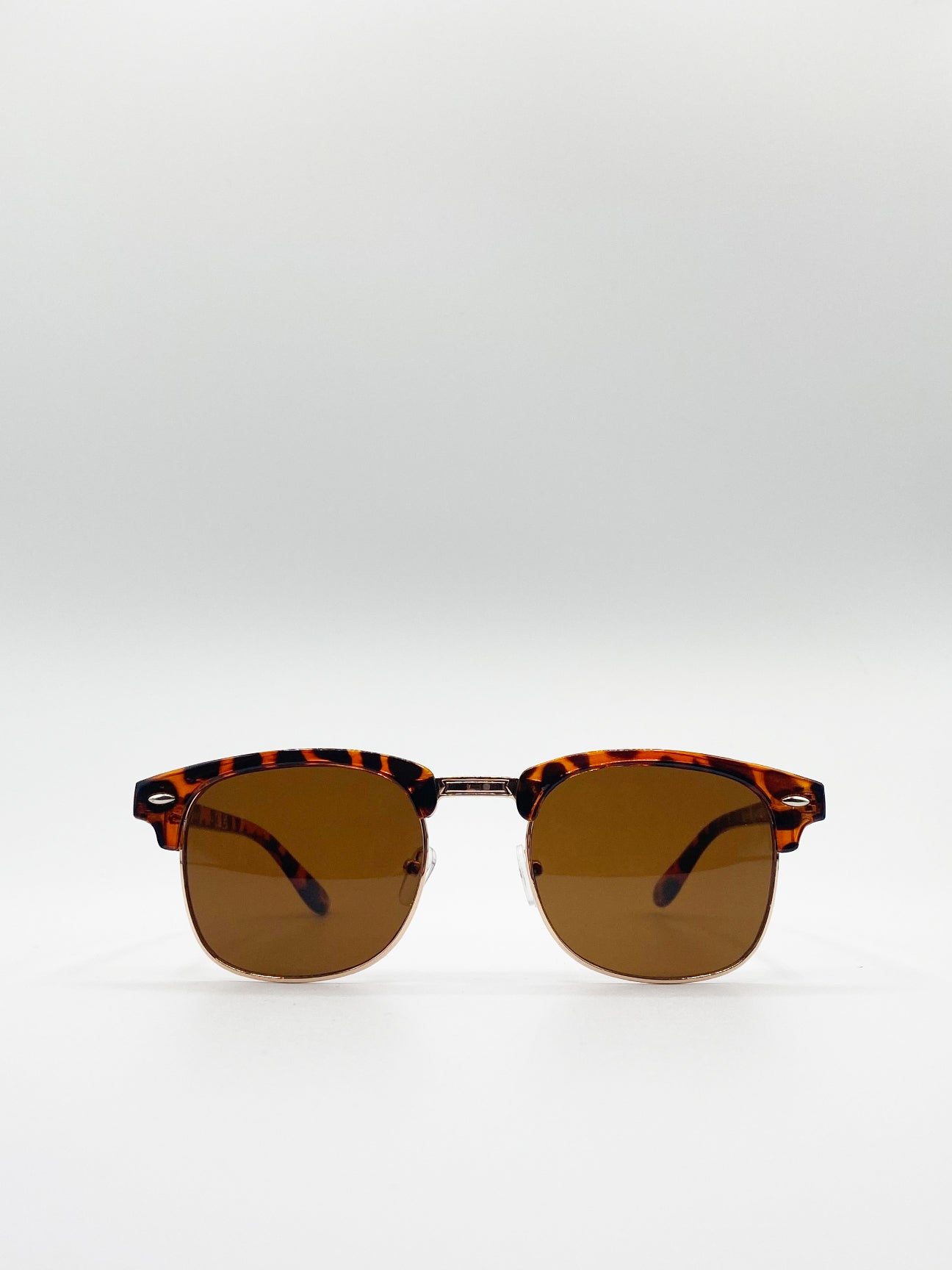 Tortoiseshell Clubmaster Sunglasses with Brown Lenses