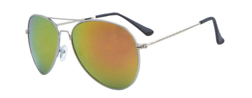 Silver Frame Aviator Sunglasses with Gold Revo Lens