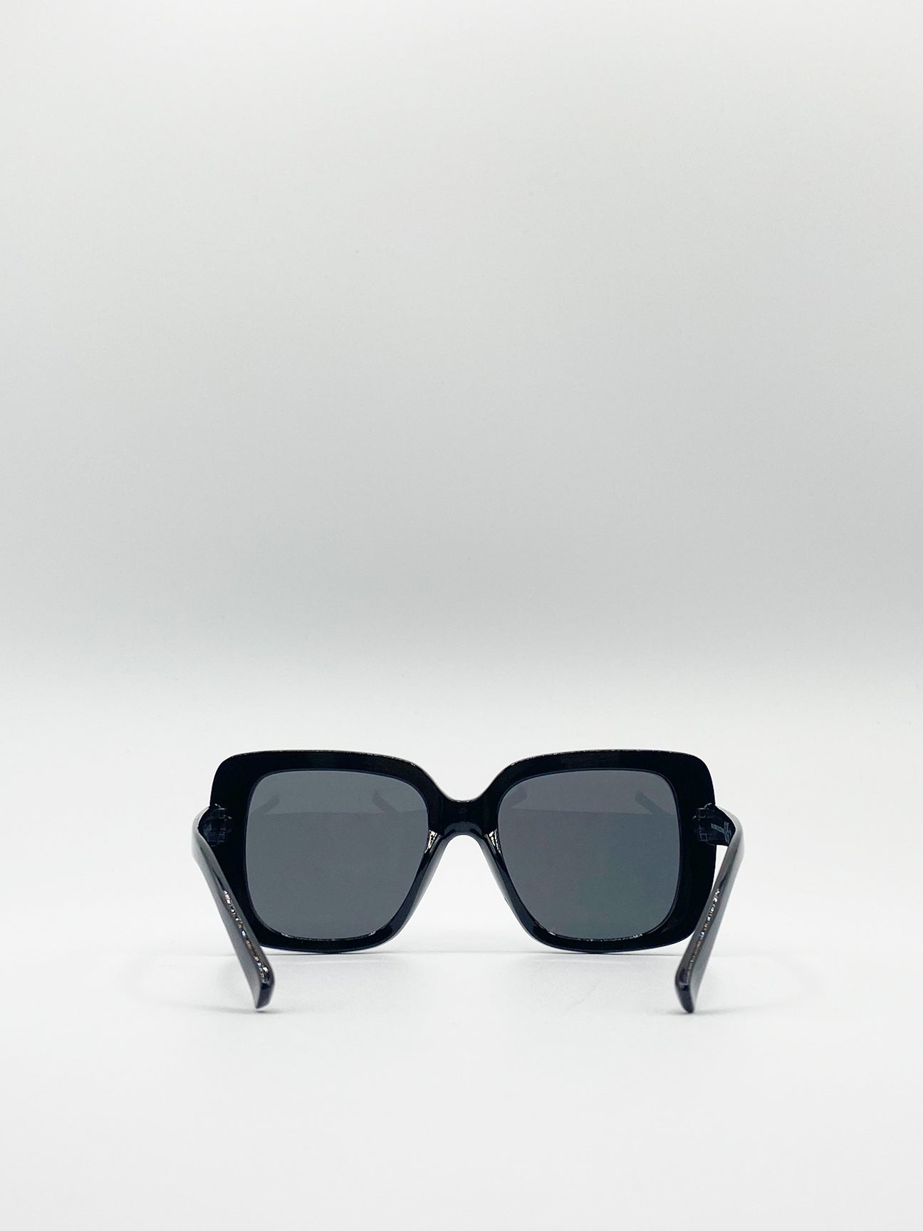 Black Oversized Square Sunglasses with Smoke Mono Lenses