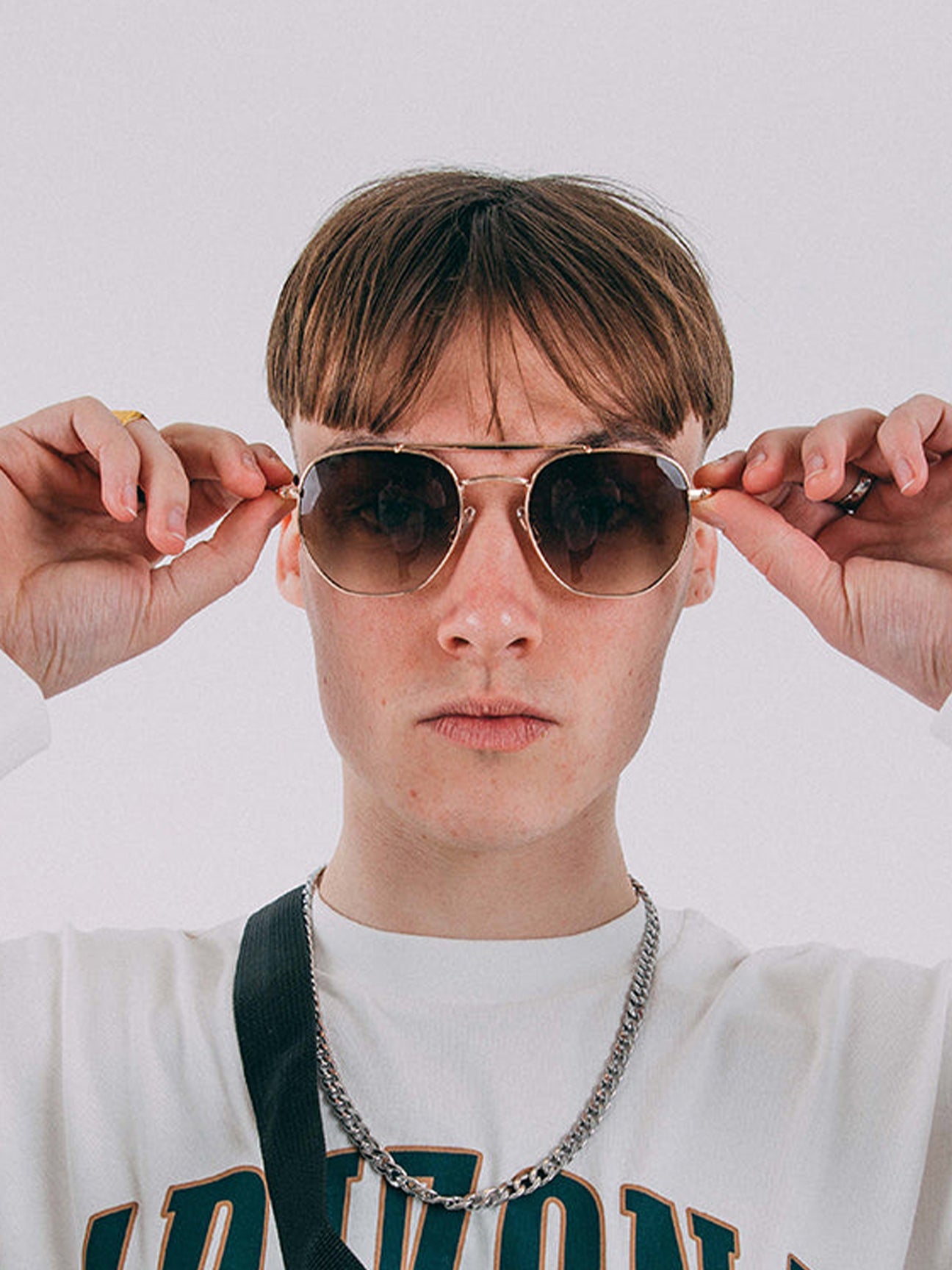 Double Bridge Metal Sunglasses With Gradient Lenses