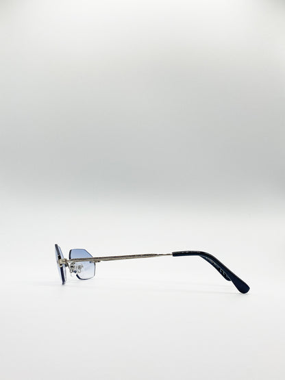 Rimless Hexagon Sunglasses In Blue