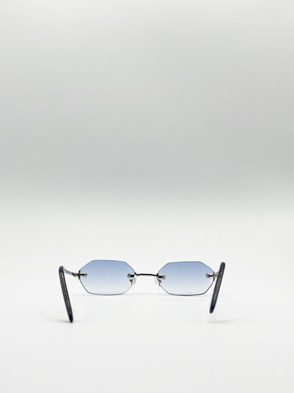 Rimless Hexagon Sunglasses In Blue