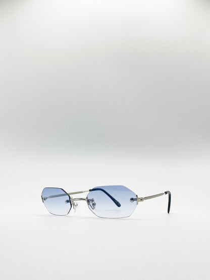 Rimless Hexagon Sunglasses In Blue