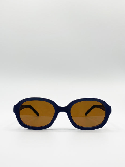Oval Sunglasses In Matte Navy